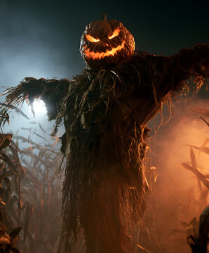 halloween carved cornstalk witch