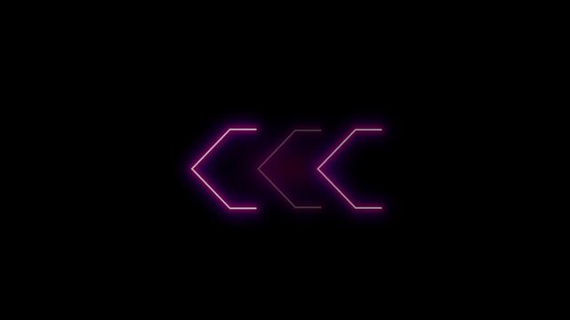 Neon purple rewind icon animation for video playback control