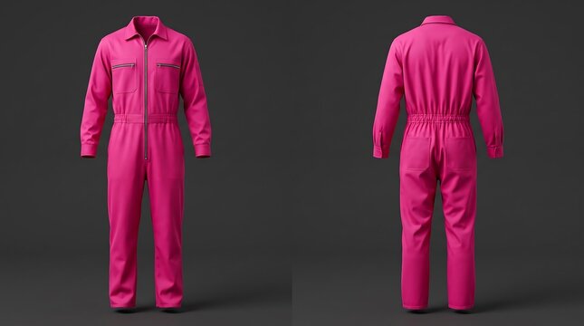 Vibrant Pink Technical Coverall Presented with Front and Back Views