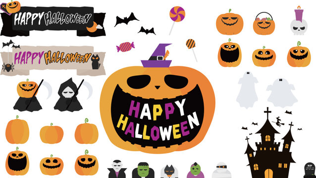 パンプキンやお化けで飾られたハッピーハロウィンセット