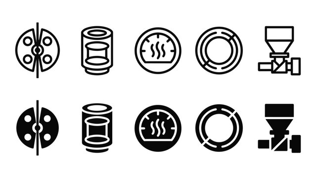 Laser Cladding Line and Solid Icon Pack For Industry | Laser Cladding, DED, Repair, Coating, Additive - Professional and Editable Vector Icons