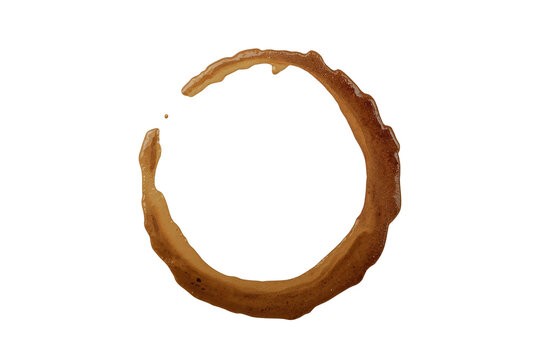 Circular brown coffee cup ring stain