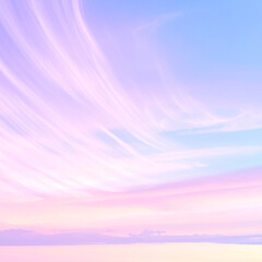 Fototapeta premium Dreamy pastel sunset sky with soft wispy clouds in pink and purple
