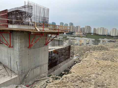 Viaduct construction at Ispartakule Distrect in Istanbul, Turkey.