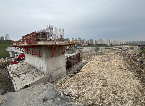 Viaduct construction at Ispartakule Distrect in Istanbul, Turkey.