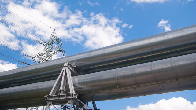 pipeline against the background of blue sky and clouds