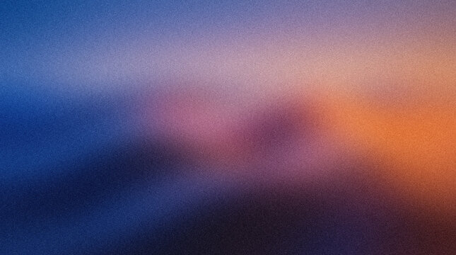 Abstract grainy gradient background, soft blurred texture in blue and orange, ethereal atmospheric wallpaper for digital design