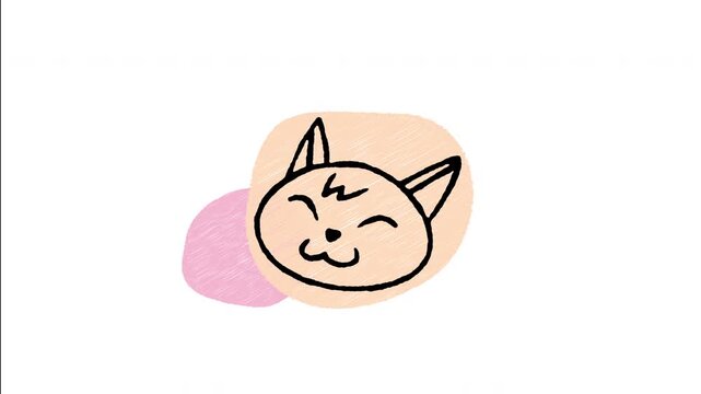 An animated hand-drawn cute kitty cat face portrait. Great for domestic feline pets, cat lovers, pet shop branding, adoption centers, and veterinary clinics. 