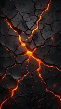 Glowing Molten Lava in Cracked Volcanic Rock Generative AI