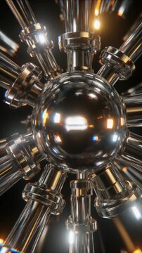 Futuristic Metallic Sphere with Glass Rods Generative AI