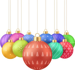 Obraz premium Colorful Christmas Ornaments Rendered