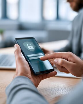 secure online payment concept, smartphone displaying protected transaction interface, subtle digital shield and encrypted data elements, modern fintech environment, realistic commercial photography,