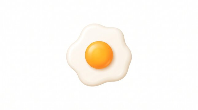 Realistic graphic illustration of a sunny-side-up egg with a bright yellow yolk and white on a clean white background