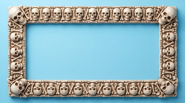 Decorative skull frame with ornate border for Halloween or Day of the Dead displays