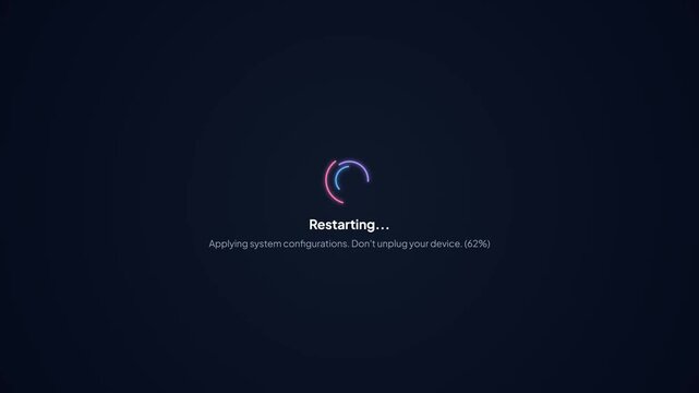Dark Screen System Restarting Progress Animation with Percentage HUD Spinner