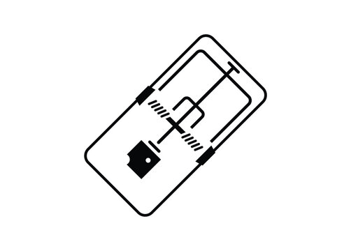 Mouse trap. Simple illustration in black and 
white.