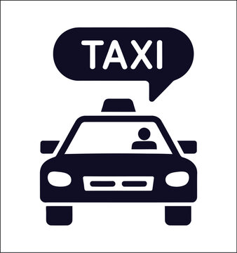 Taxi service icons set with cab cars, vehicle silhouettes and transportation symbols, urban passenger travel, city taxi and mobility vector illustration