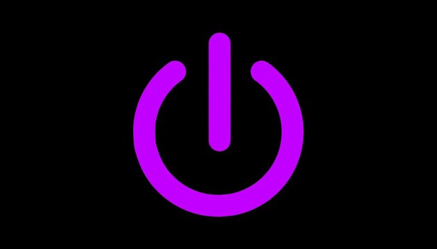 A minimalist purple power symbol centered on a solid black background.
