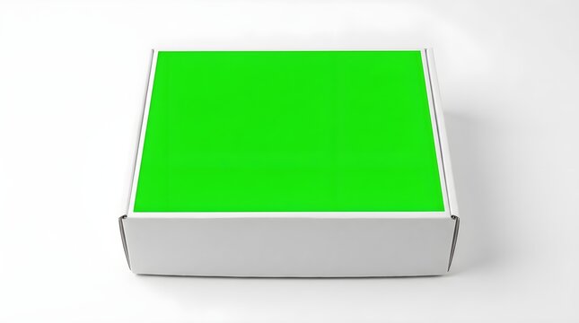 Clean White Cardboard Box With Green Screen Top