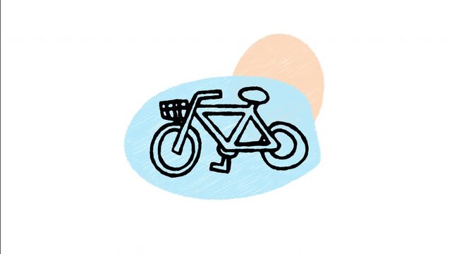 An animated hand-drawn bicycle cruiser for seaside rides and eco-friendly transport. Great for beach cycling, outdoor exercise, green energy travel, summer activity, and healthy lifestyle. 