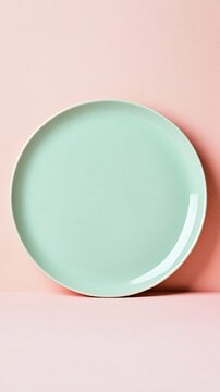 Mint Green Plate Minimalistic Design on Pink Background Mockup Visual Preview