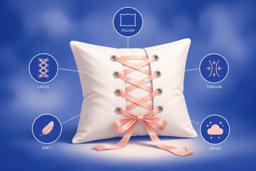 Fototapeta premium Cushion lacing concept for soft support and tension control