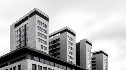 Fototapeta premium Modern Architectural Design of Urban Buildings Against Cloudy Sky