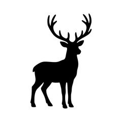 Obraz premium Standing deer silhouette vector illustration