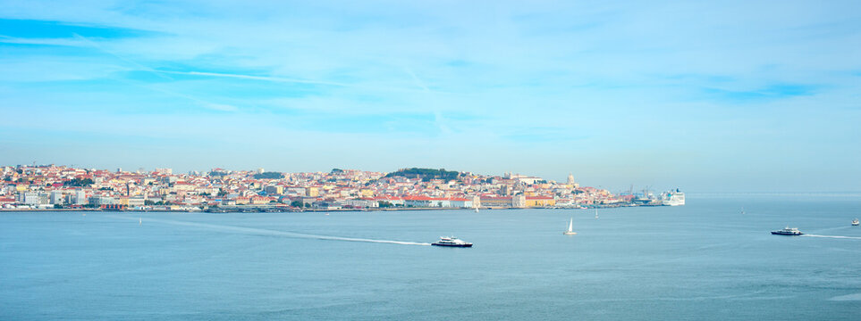 Panorama Tagus river Lisbon Portugal