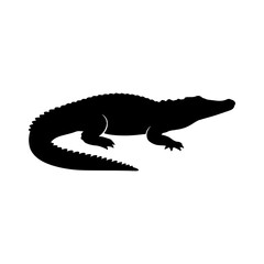 Obraz premium Crocodile silhouette resting vector illustration