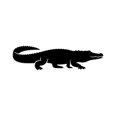 Fototapeta premium Crocodile walking silhouette vector illustration