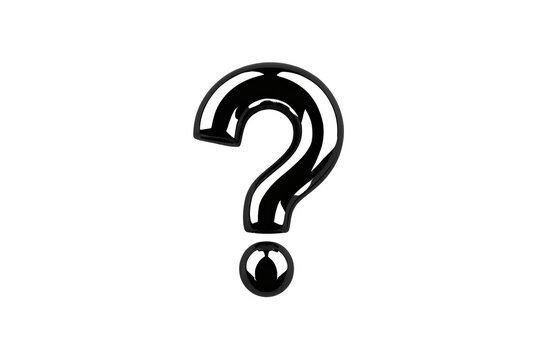 Black question mark symbol with glossy outline
