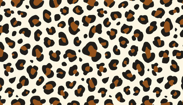 Classic leopard print seamless pattern with brown and black spots on a light beige background.