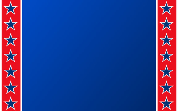 Blue background with red side borders, white outlines, and navy blue stars. Suitable for patriotic, festive, and American holiday themes.