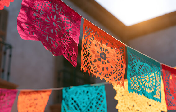 Papel picado, Mexican paper banners, pecked flags