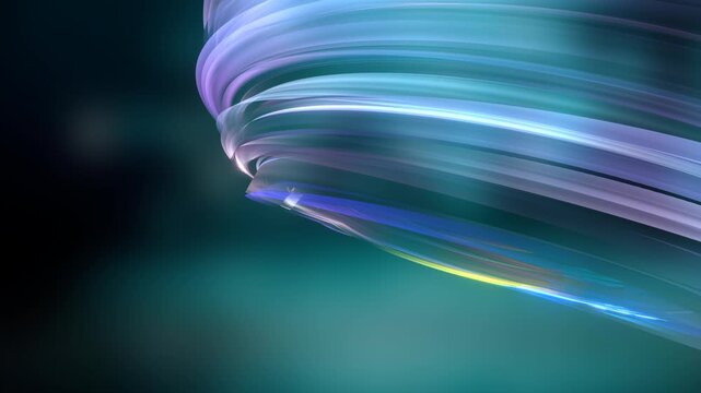 3D Render A dynamic, swirling vortex of luminous light forms an abstract shape composed of flowing ribbon-like streaks of color that move with a sense of fluidity and speed