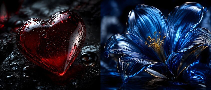 Crimson Heart and Cobalt Flower Luxury Material Diptych Cover