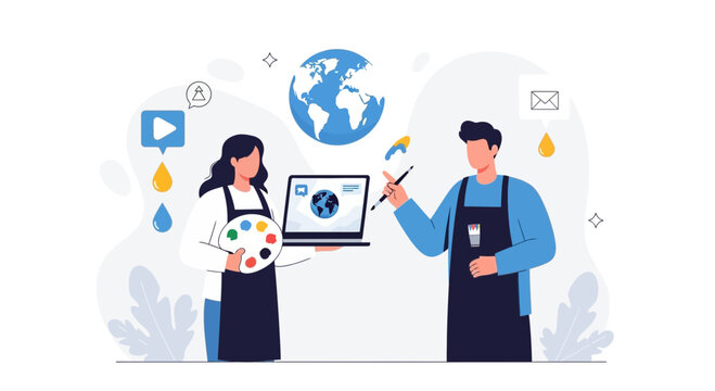 Digital Art Creation Team Working Globally