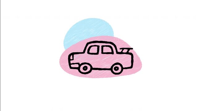 An animated hand-drawn custom tuner sports car fitted with a large rear spoiler. Great for street racing events, automotive tuning cultures, modified cars, and high performance. 