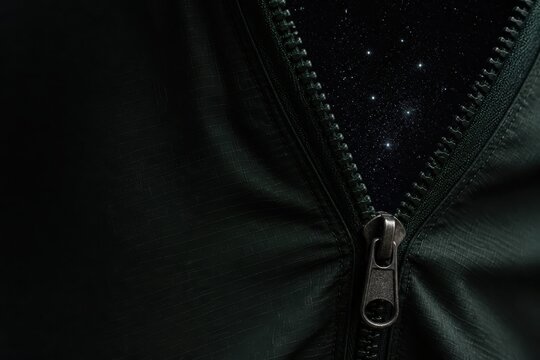 Galaxy Zipper on Dark Jacket with Surreal Space Opening