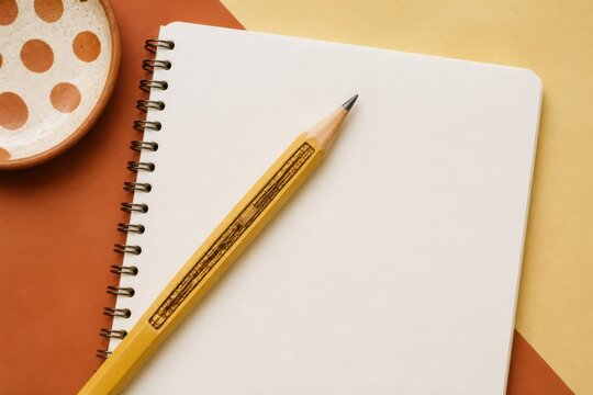 Minimal Sketchbook With Pencil on Warm Desk Surface