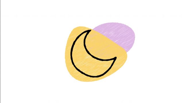 An animated hand-drawn glowing crescent moon in the night sky. Perfect for astronomy, bedtime sleep guides, night weather forecasts, and celestial themes. 