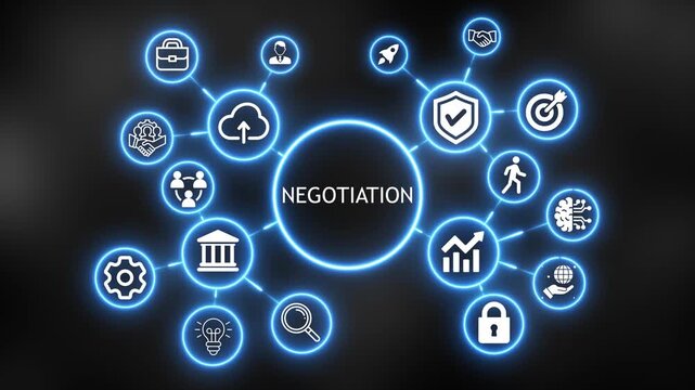 Futuristic Neon negation HUD Concept with Connected Green Technology and Business Icons Abstract Background 4k video