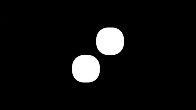 Two white rounded square shapes isolated on a black background, minimalist abstract design element