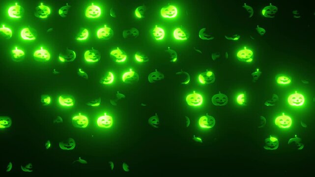 3D Animation Of Glowing Green Pumpkin Pattern