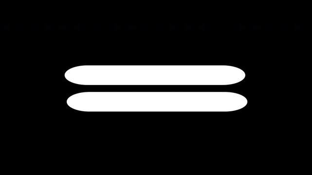 White equal sign symbol Loading isolated on black background, math and UI concept icon design 4K