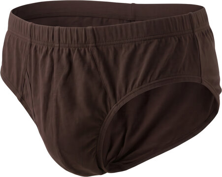 Comfortable brown cotton briefs for men underwear garment apparel clothing close up studio shot elastic waist fabric textile intimate male undergarment soft fashion casual