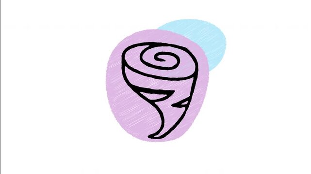 An animated hand-drawn swirling tornado funnel cloud. Great for cyclone alerts, hurricane warnings, extreme weather monitoring, natural hazard reports, and storm damage. 