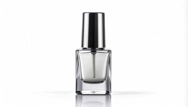 Isolated bottle of white nail polish against a clean white background