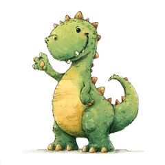 Fototapeta premium Cute green dinosaur with transparent background